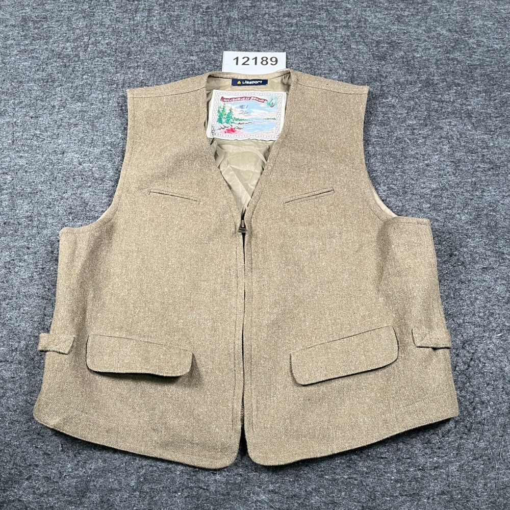 Vintage Lizsport Wilderness Bound Vest Mens S Tan Lined  Zip Front Outdoor